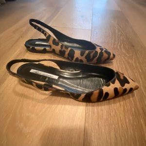 Brian Atwood Leopard slingback flats